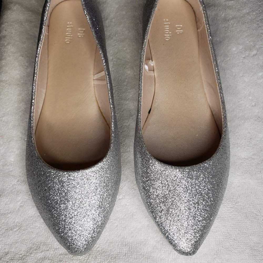 David's Bridal Allover Glitter Pointed Toe Flats